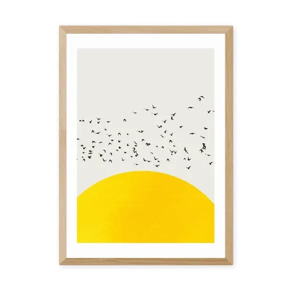 A Thousand Birds Wall Print - Yellow