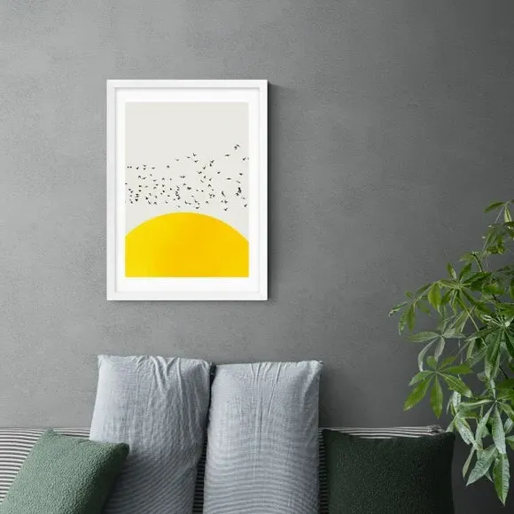 A Thousand Birds Wall Print - Yellow
