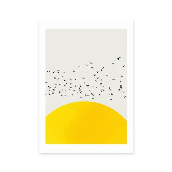 A Thousand Birds Wall Print - Yellow image