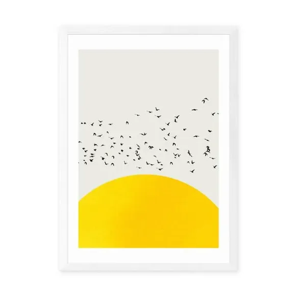 A Thousand Birds Wall Print - Yellow