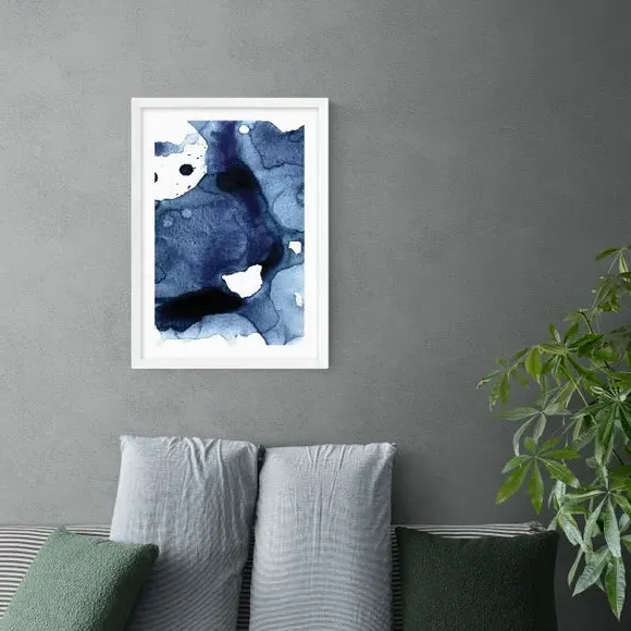 Abstract Art Print - Navy, Archival Paper