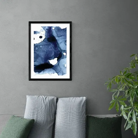 Abstract Art Print - Navy, Archival Paper