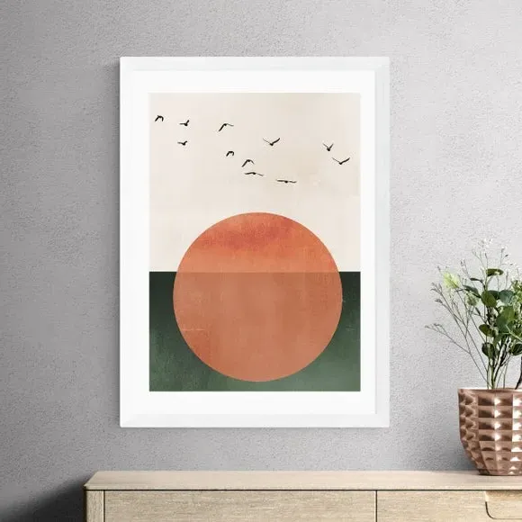 Abstract Art Print Rising Design - Orange