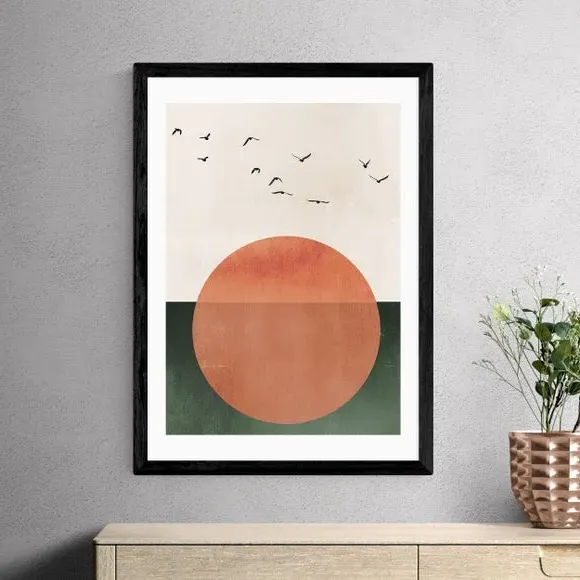 Abstract Art Print Rising Design - Orange