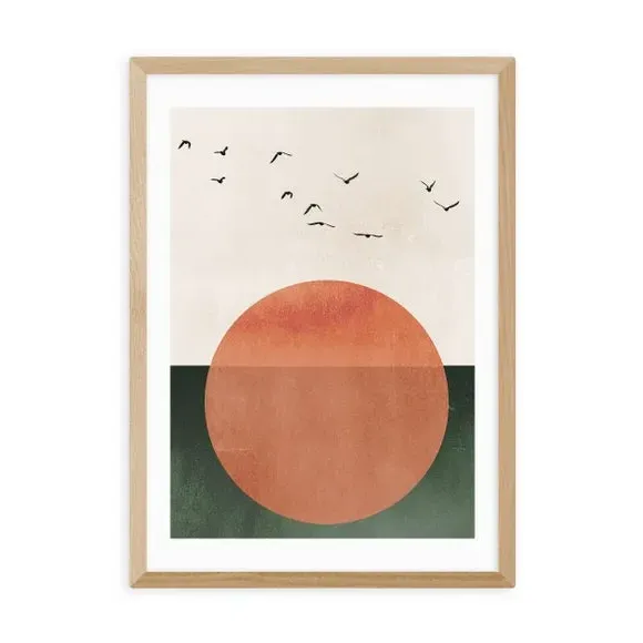 Abstract Art Print Rising Design - Orange