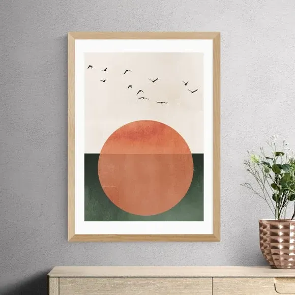 Abstract Art Print Rising Design - Orange