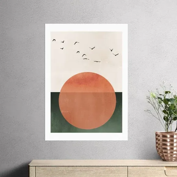 Abstract Art Print Rising Design - Orange