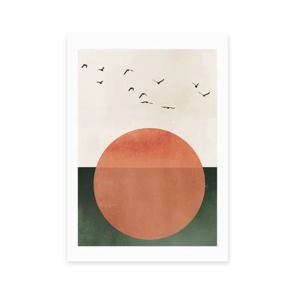 Abstract Art Print Rising Design - Orange