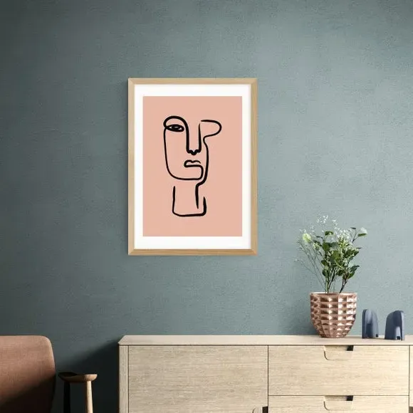 Abstract Face Art Print - Pink