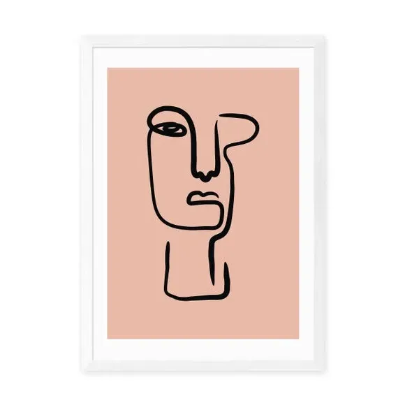 Abstract Face Art Print - Pink