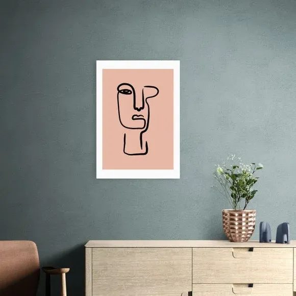 Abstract Face Art Print - Pink