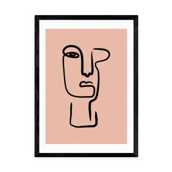 Abstract Face Art Print - Pink