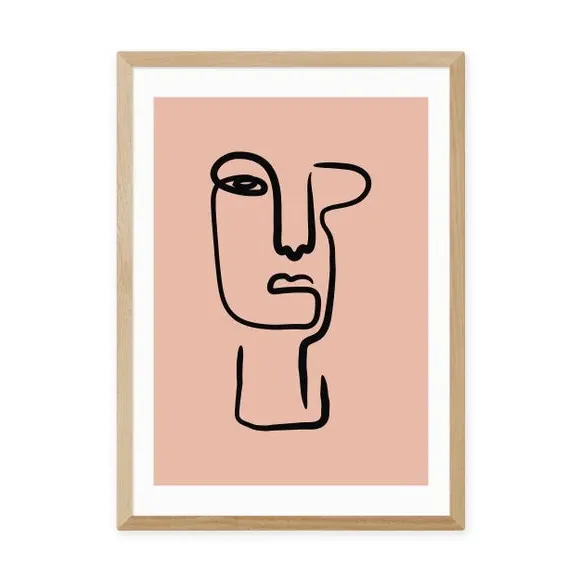 Abstract Face Art Print - Pink