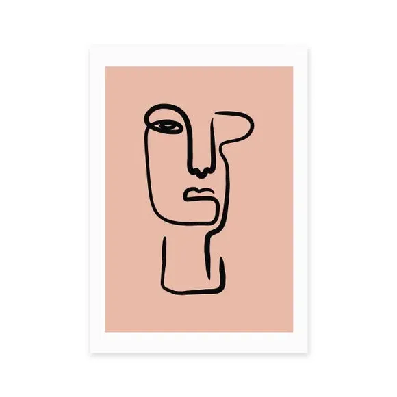 Abstract Face Art Print - Pink