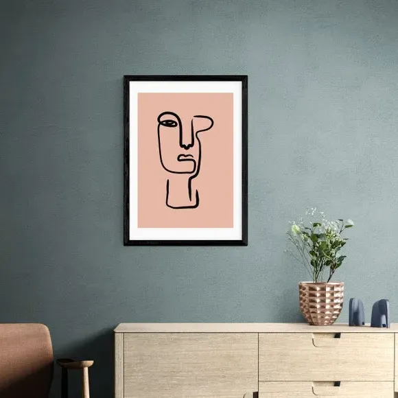 Abstract Face Art Print - Pink