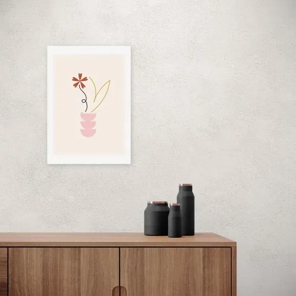 Abstract Floral Wall Print - Natural
