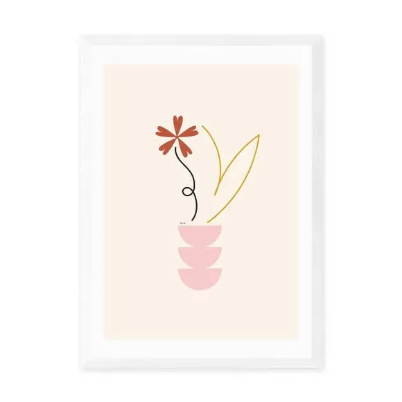 Abstract Floral Wall Print - Natural