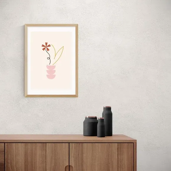 Abstract Floral Wall Print - Natural