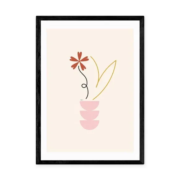 Abstract Floral Wall Print - Natural