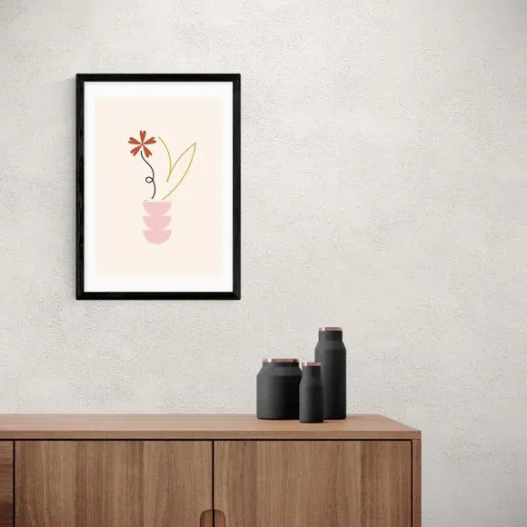 Abstract Floral Wall Print - Natural