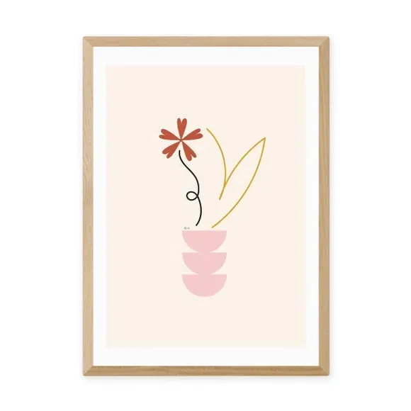 Abstract Floral Wall Print - Natural