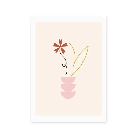 Abstract Floral Wall Print - Natural