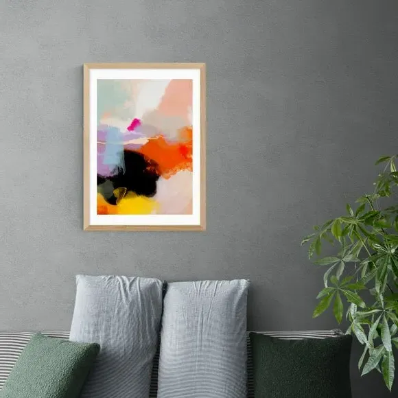 Abstract Framed Print - Multicolor, Paper