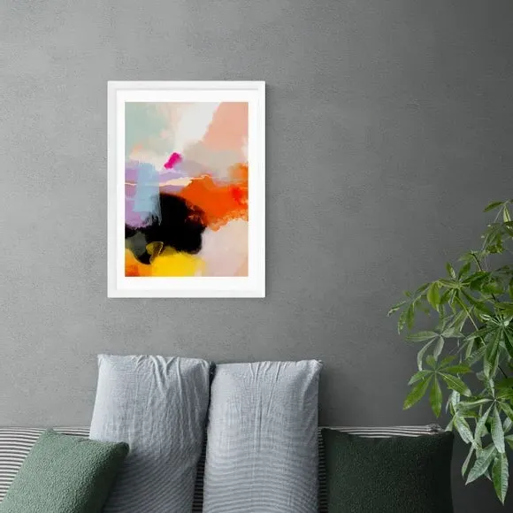 Abstract Framed Print - Multicolor, Paper
