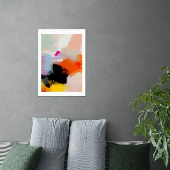 Abstract Framed Print - Multicolor, Paper image
