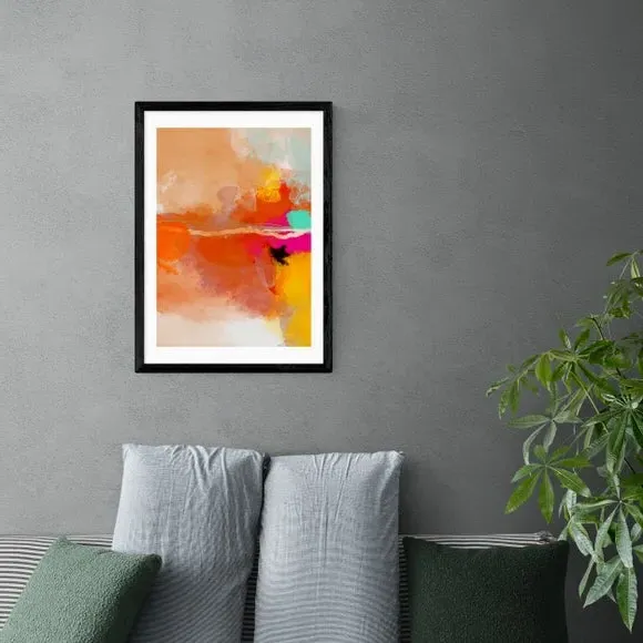 Abstract Framed Print - Orange, Watercolour