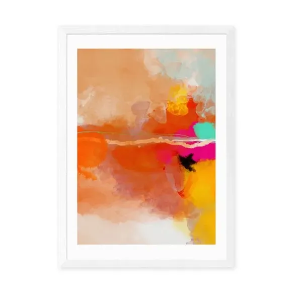 Abstract Framed Print - Orange, Watercolour