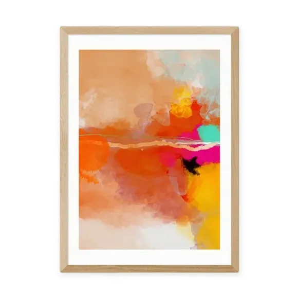Abstract Framed Print - Orange, Watercolour