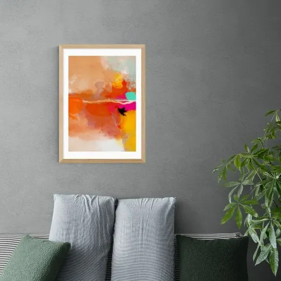 Abstract Framed Print - Orange, Watercolour