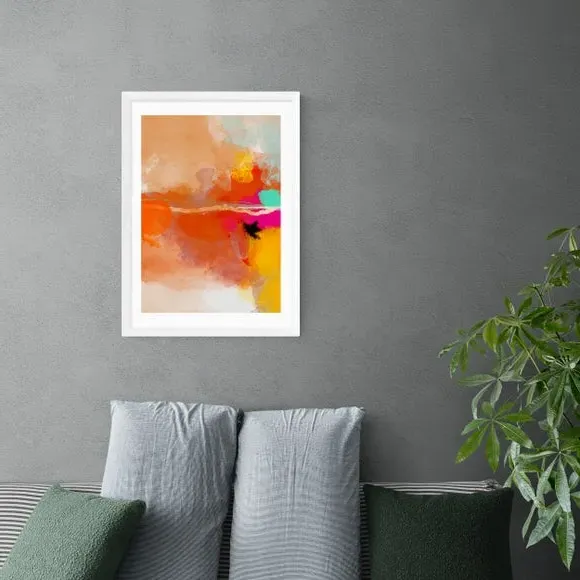 Abstract Framed Print - Orange, Watercolour