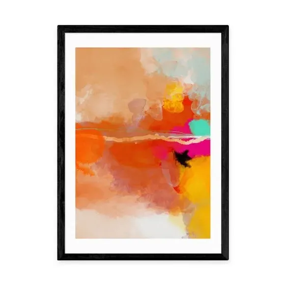 Abstract Framed Print - Orange, Watercolour