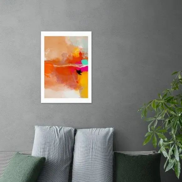 Abstract Framed Print - Orange, Watercolour
