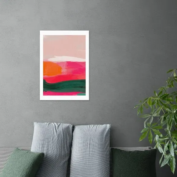 Abstract Framed Print - Pink, Watercolour