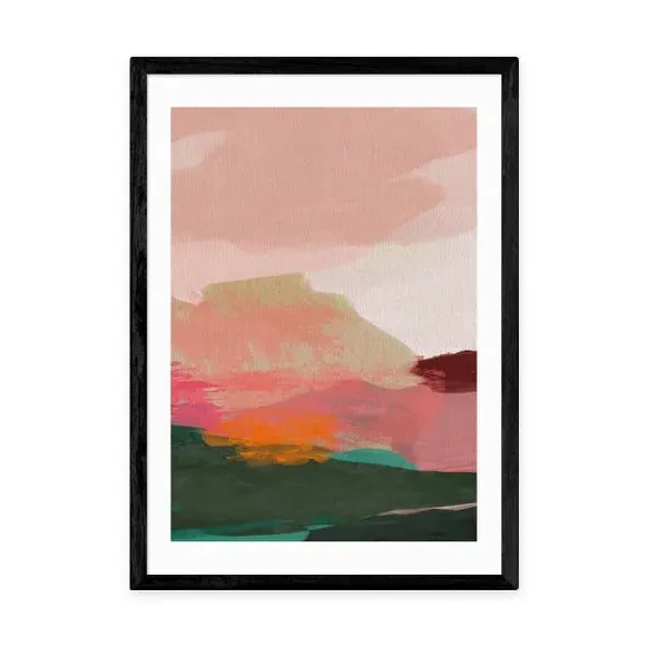Abstract Framed Print - Pink, Watercolour