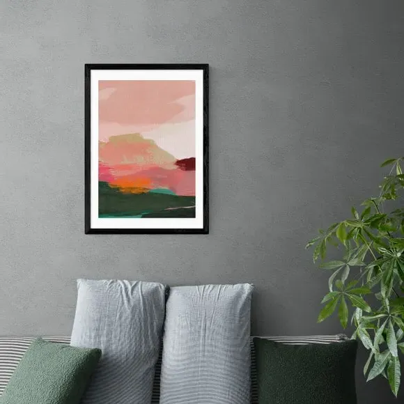 Abstract Framed Print - Pink, Watercolour