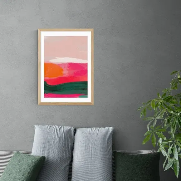 Abstract Framed Print - Pink, Watercolour