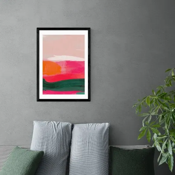 Abstract Framed Print - Pink, Watercolour