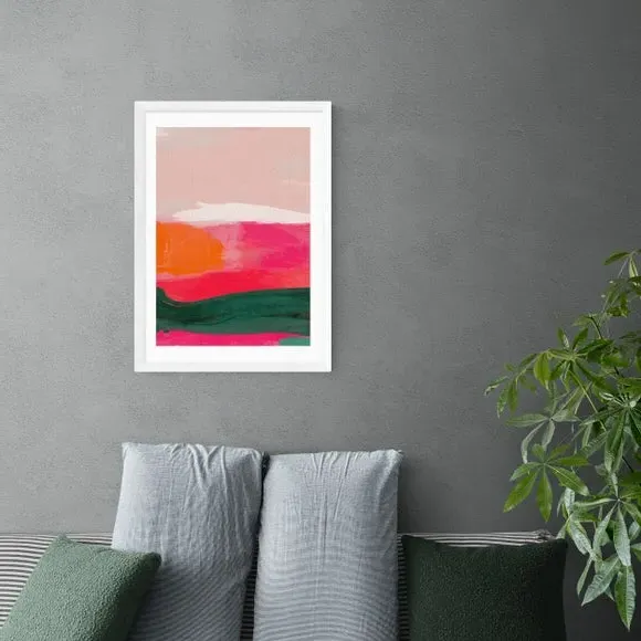 Abstract Framed Print - Pink, Watercolour