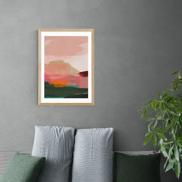 Abstract Framed Print - Pink, Watercolour