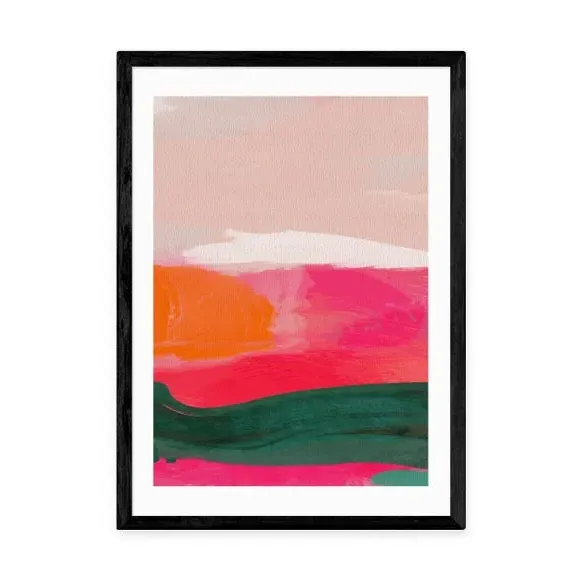 Abstract Framed Print - Pink, Watercolour