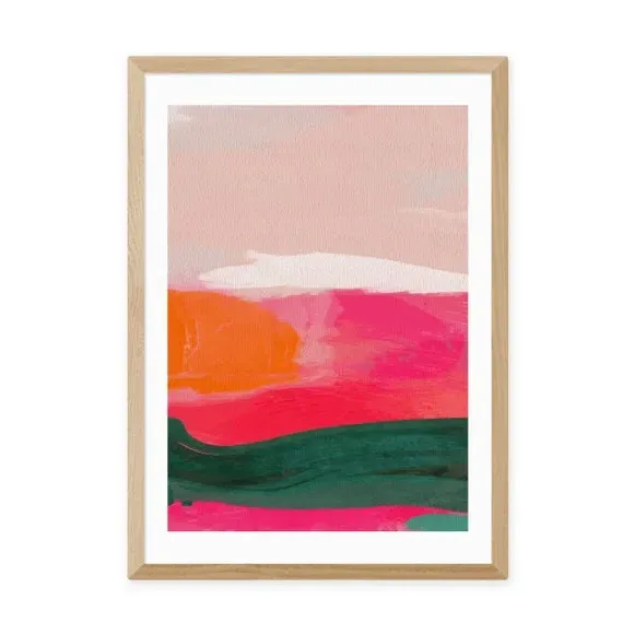 Abstract Framed Print - Pink, Watercolour