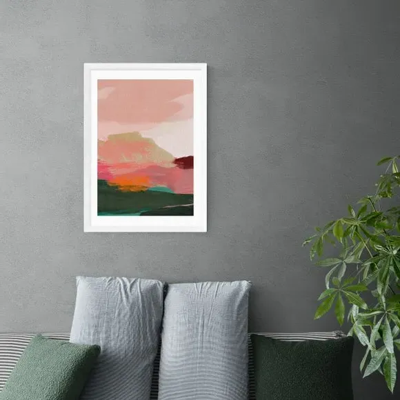 Abstract Framed Print - Pink, Watercolour