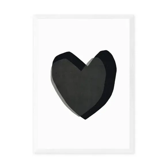 Abstract Heart Print - Black, Archival Paper
