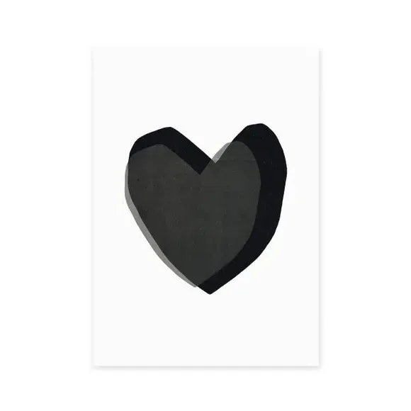 Abstract Heart Print - Black, Archival Paper