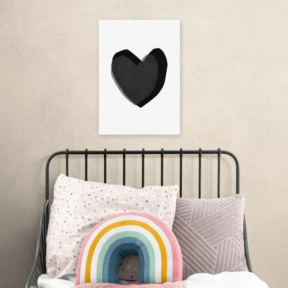 Abstract Heart Print - Black, Archival Paper image