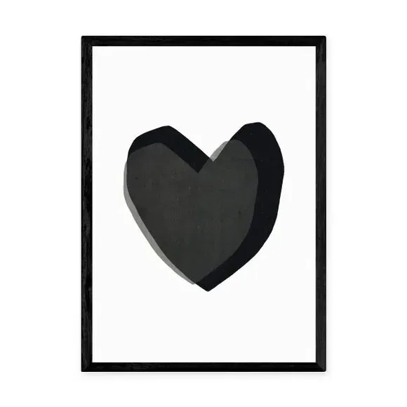 Abstract Heart Print - Black, Archival Paper